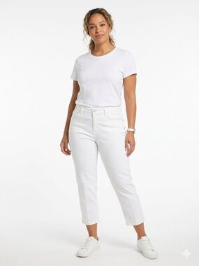 Melissa McCarthy Seven7 White Slimming Cropped Jeans Size 12 Stretch